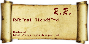Rónai Richárd névjegykártya