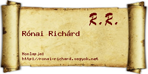 Rónai Richárd névjegykártya